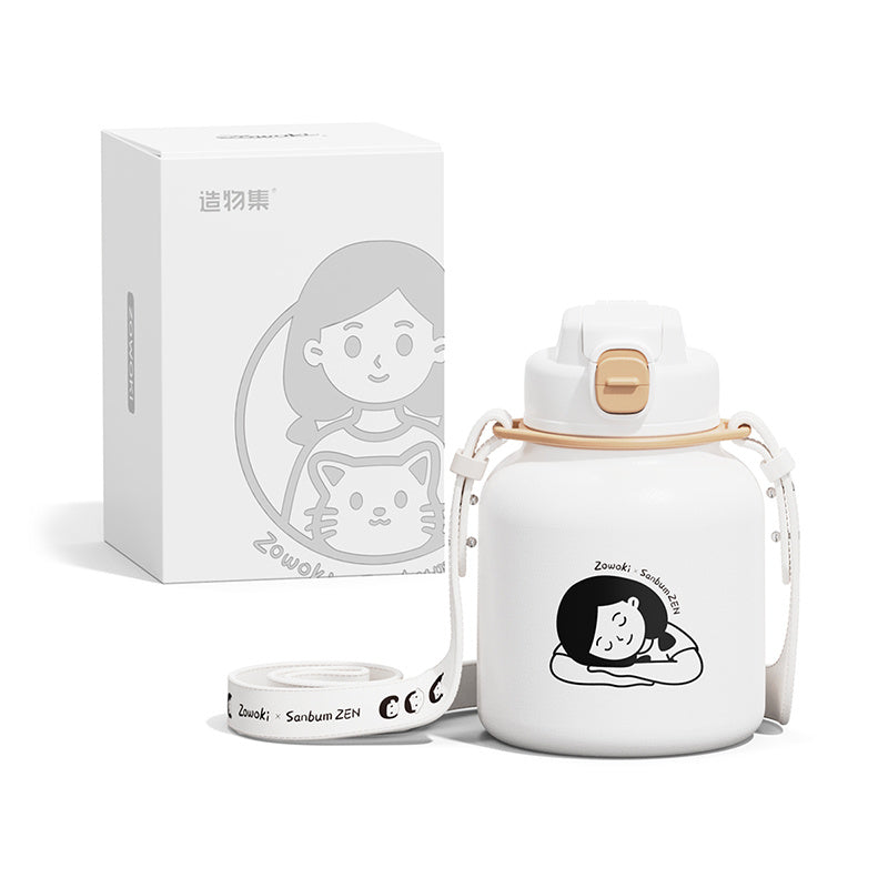 Large Capacity Cute Belly Cup - Food Grade PP and Stainless Steel Drinkware