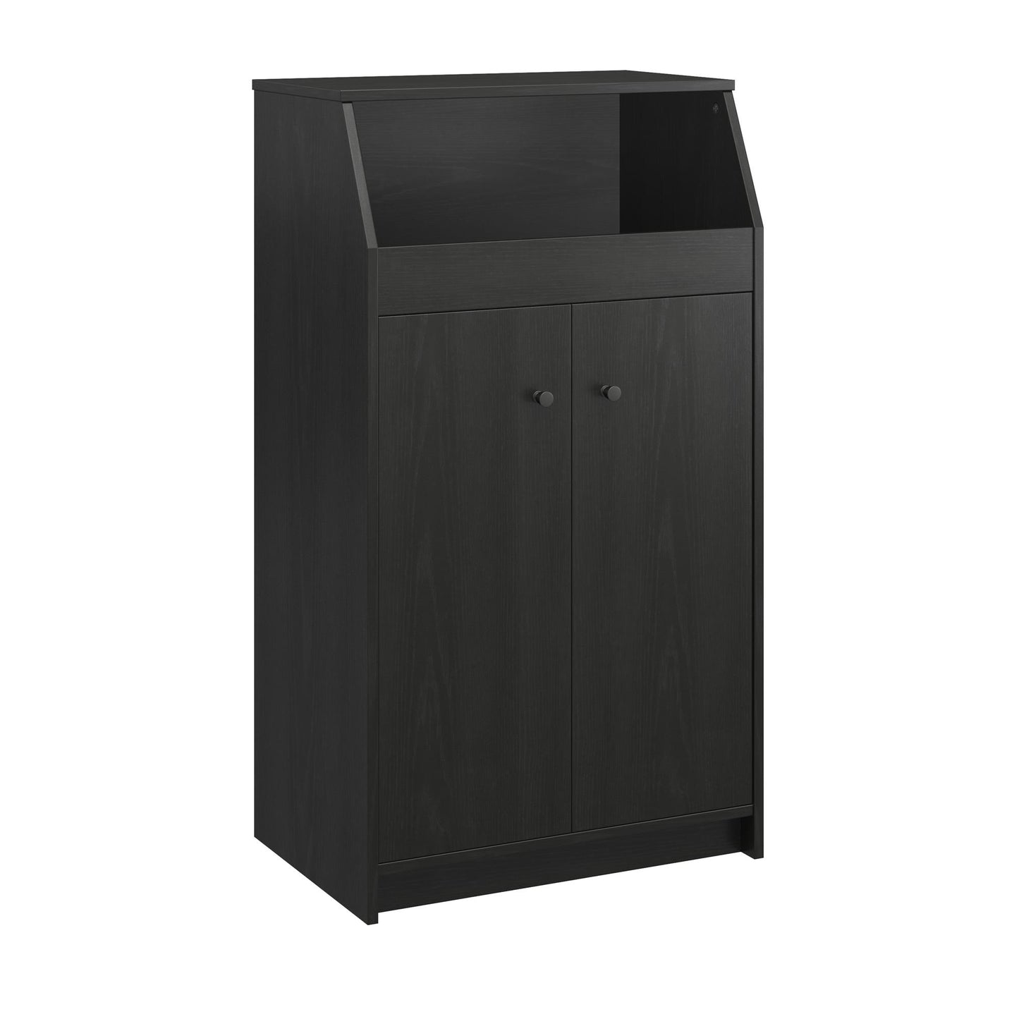 The Loft 2 Door Storage Tower - Black Fiberboard Cabinet