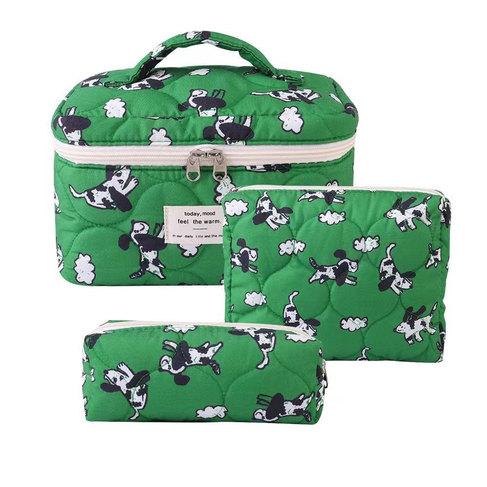 Large Capacity Portable Cosmetic Bag with Floral Design - Travel Makeup Organizer