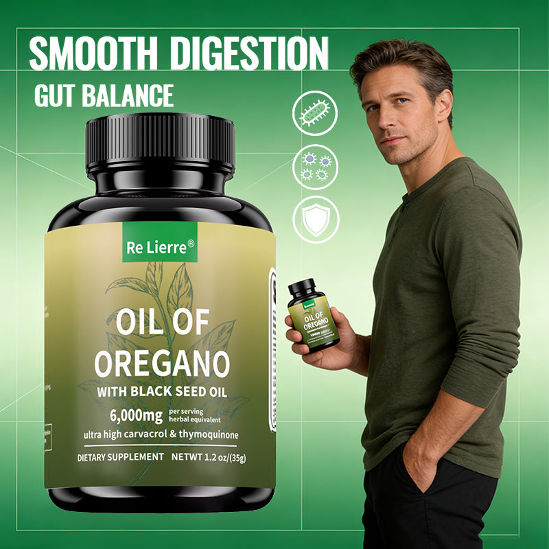 Oregano Oil & Black Seed Oil Capsules - 6000mg Herbal Supplement - 60 Count