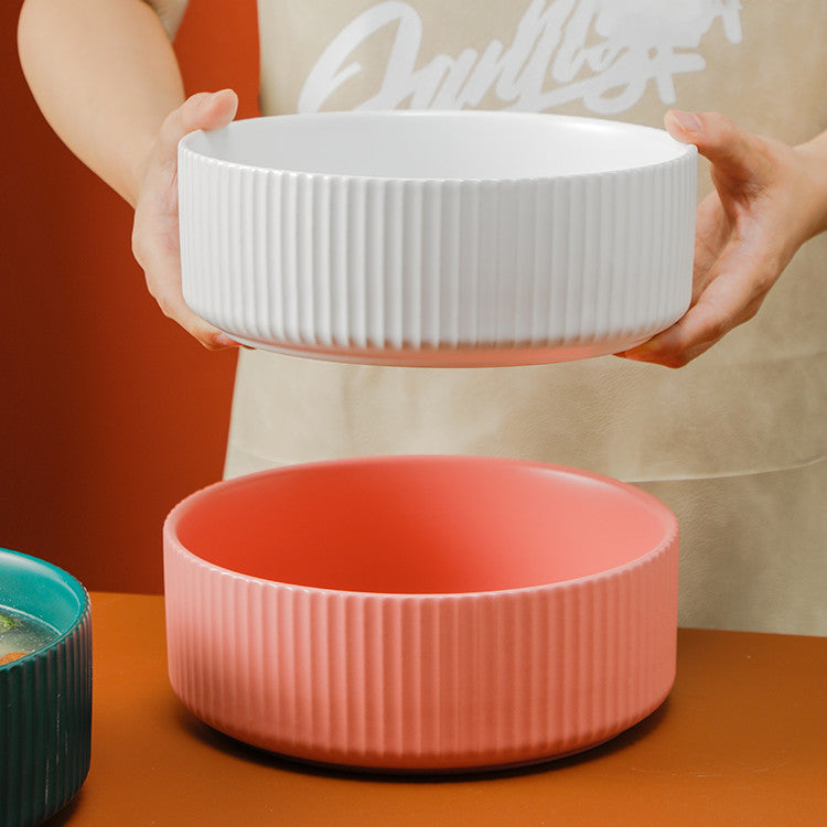 Ceramic Household Bowl Set - Food Safe, Solid Color, 6/8 Inch or Set