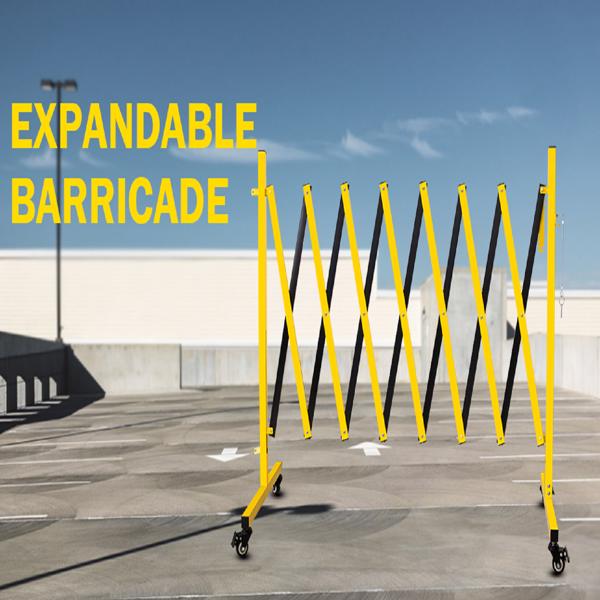 Metal Expandable Barricade 11FT Retractable Safety Fence with Casters