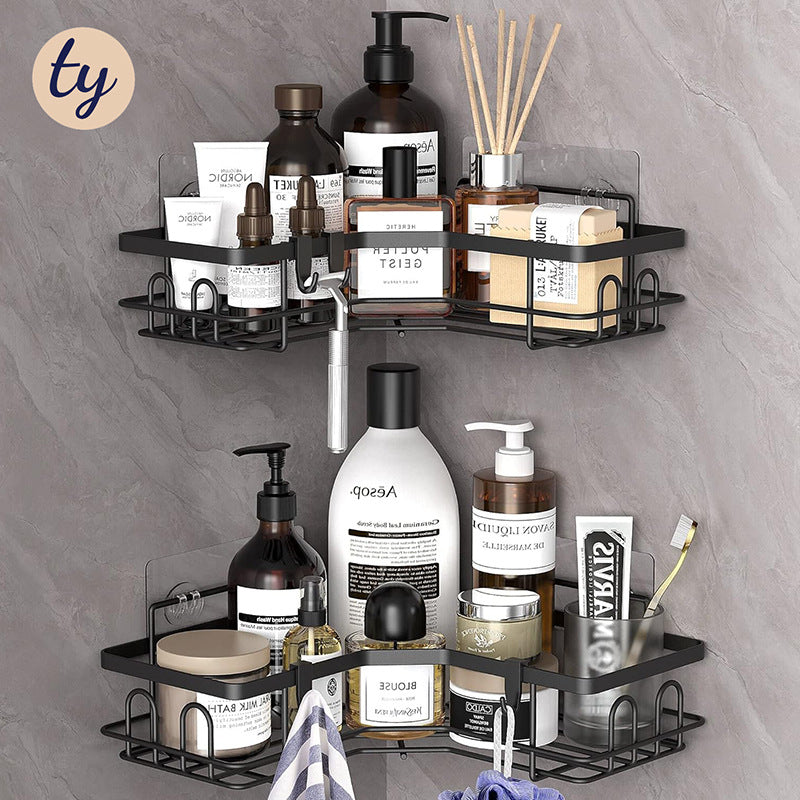 Multi-Size Iron Triangle Bathroom Storage Rack Set - Modern Space Saver