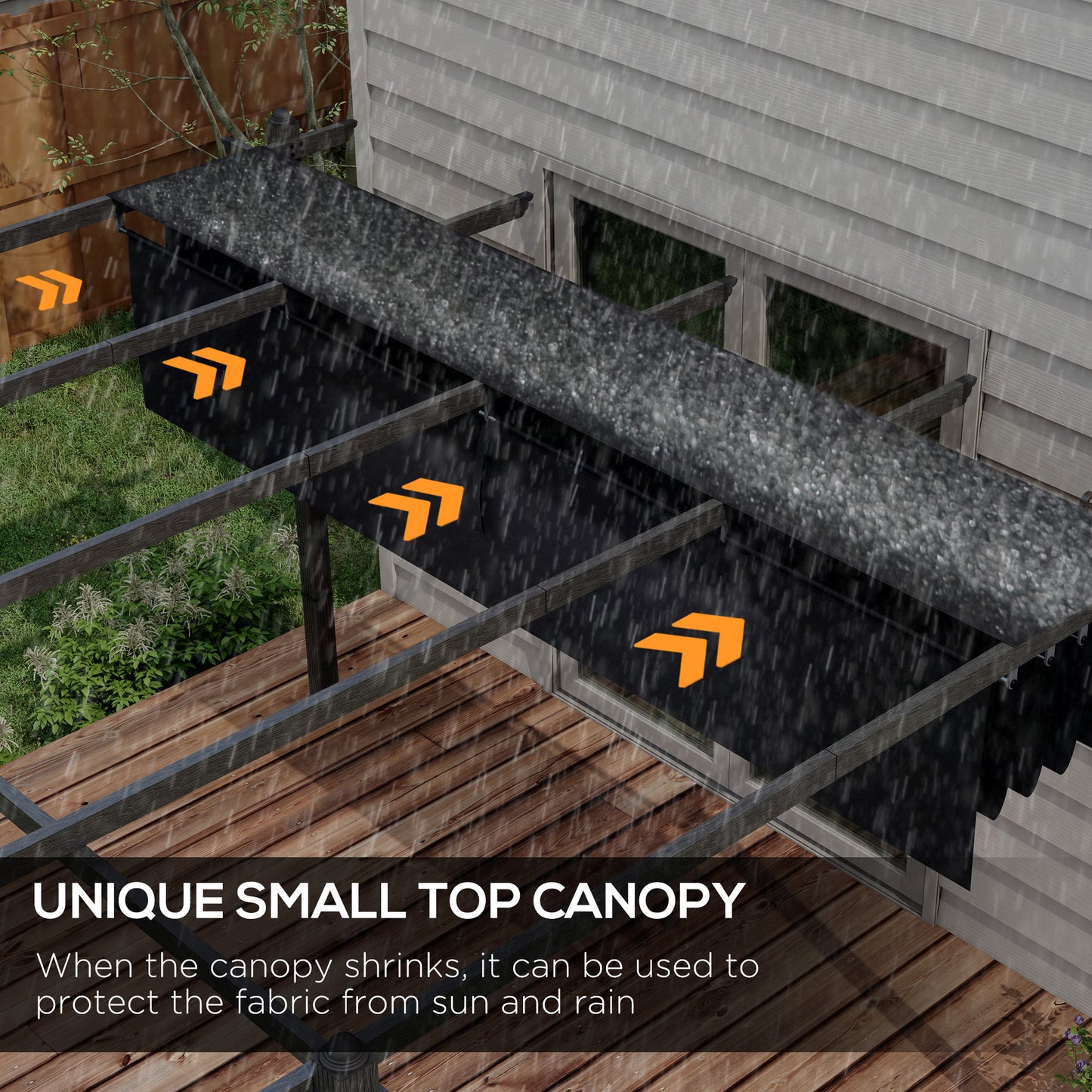 Aluminum Retractable Pergola Canopy - Gray Outdoor Shade Shelter