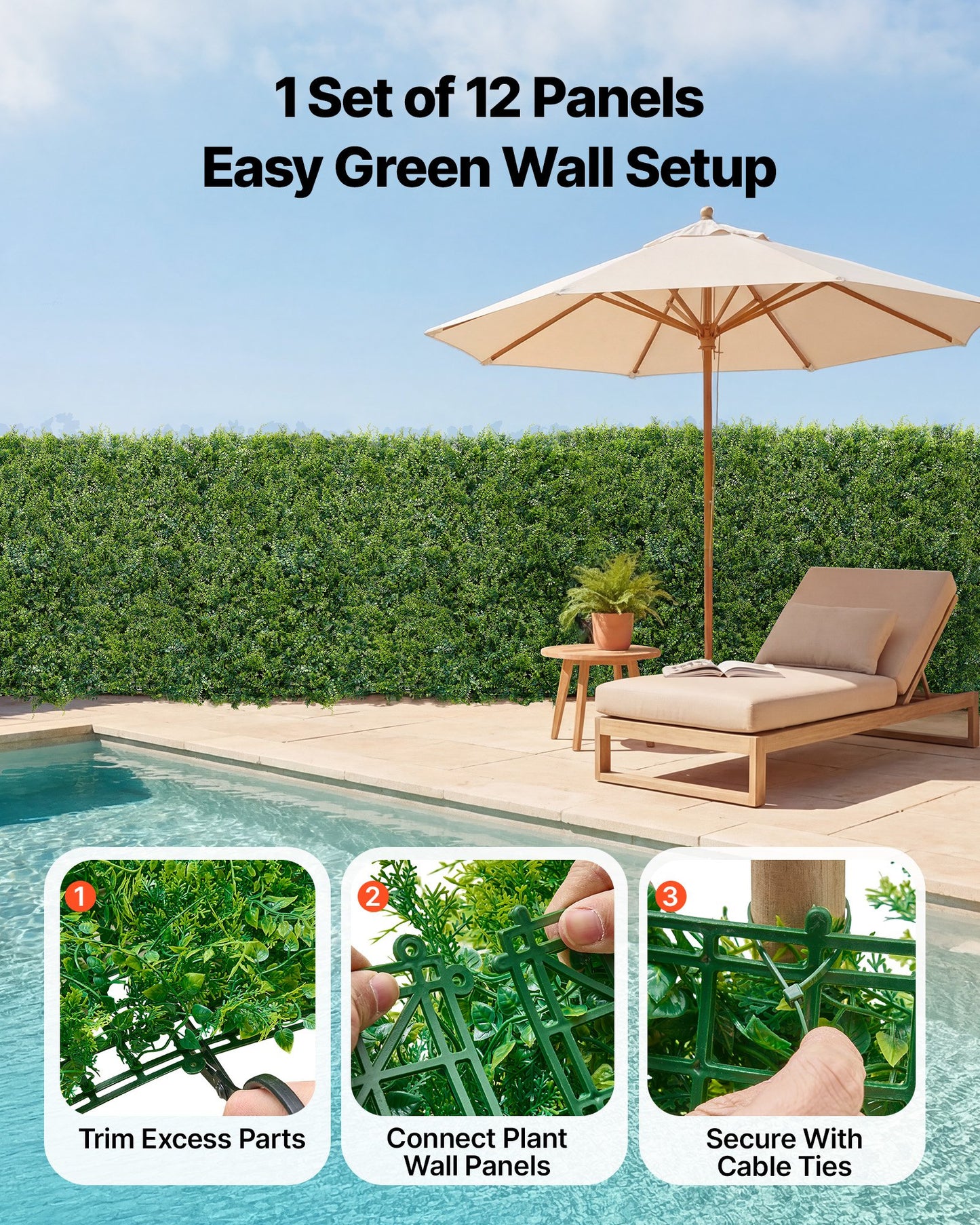 Artificial Greenery Wall Panels - 12pcs 20x20 Inch Privacy Fence Backdrop for Garden & Events