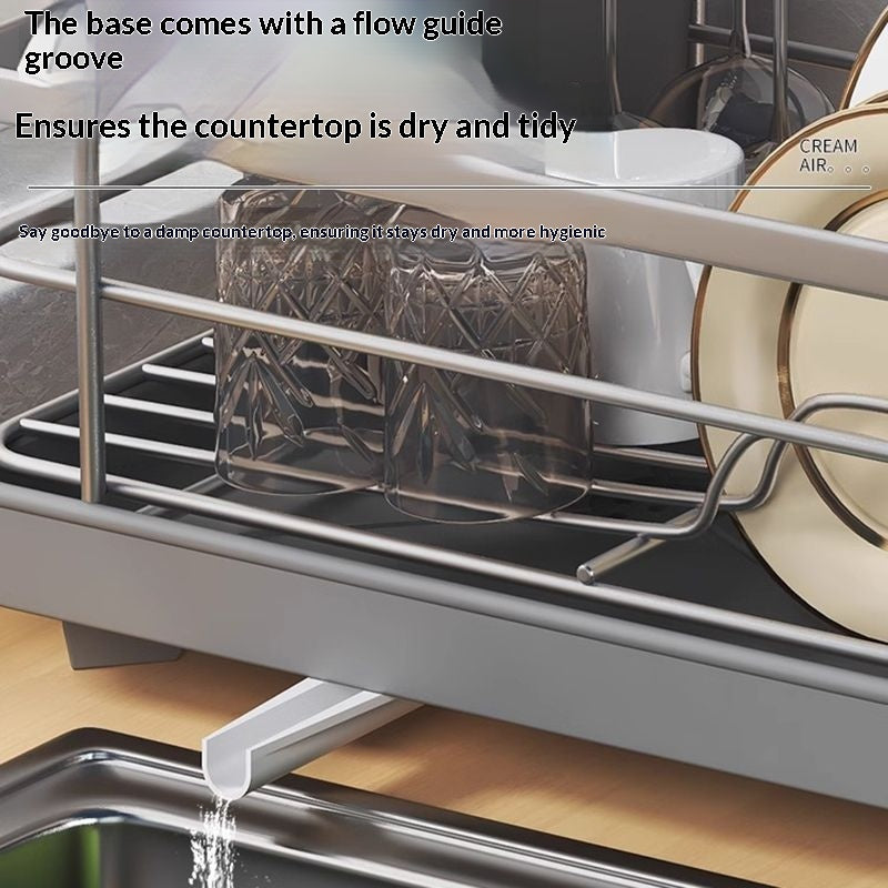 Single-Layer Kitchen Dish Drain Rack with Chopstick Rest - Multiple Colors