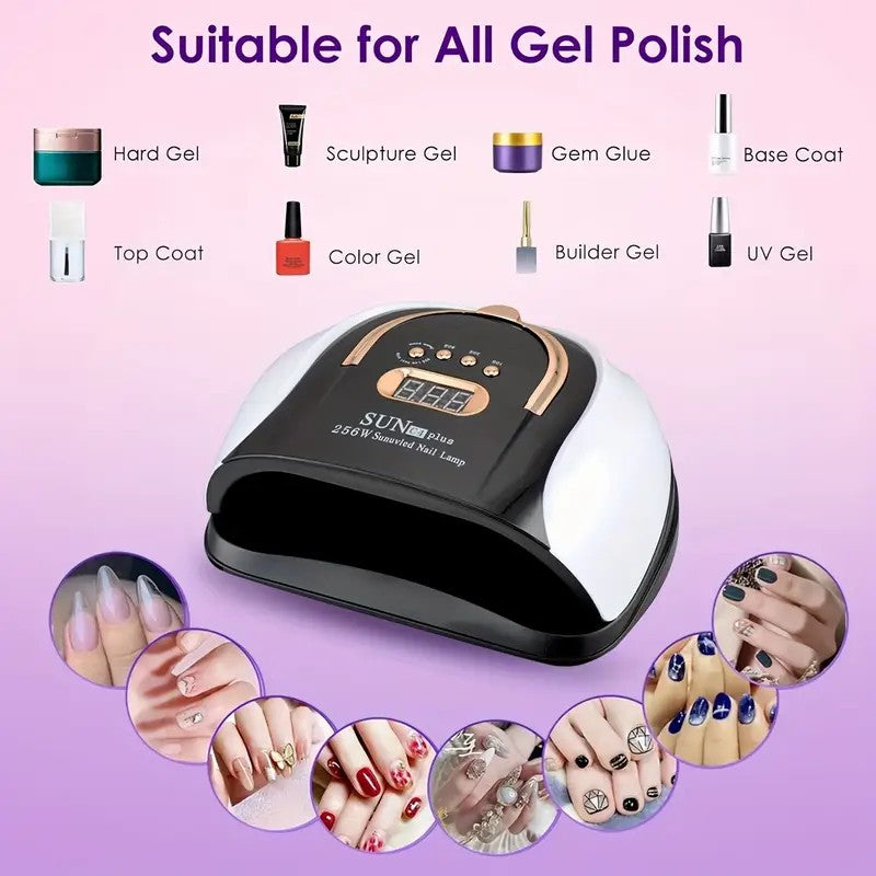 256W High-Power UV LED Nail Lamp with Smart Timer & Sensor - White