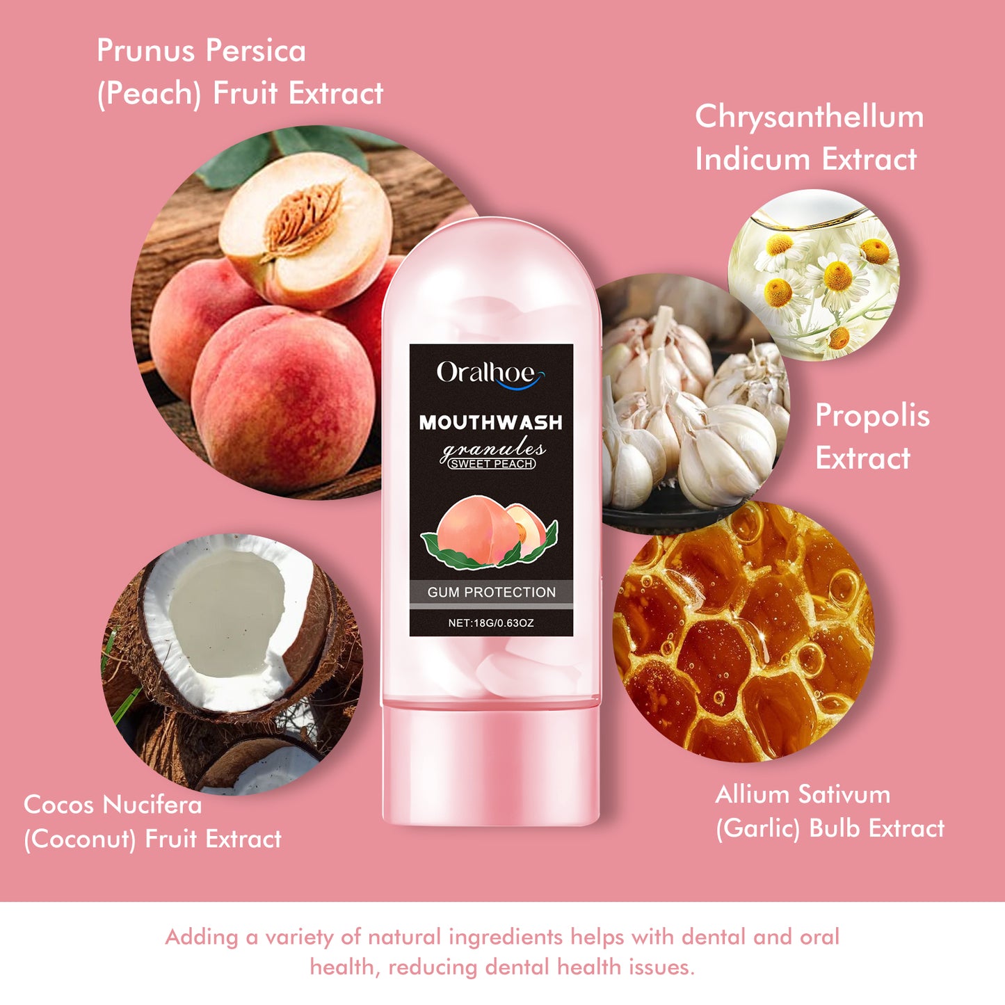 Peach Flavor Teeth Cleaning Mouthwash Pellets - Portable Oral Care