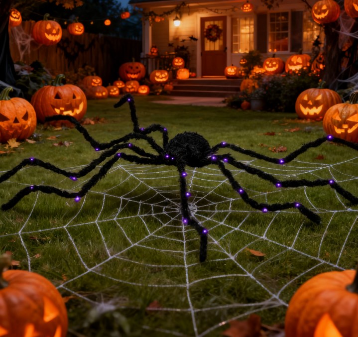 Light-Up Oversized Spider Halloween Yard Decor - Bendable Legs