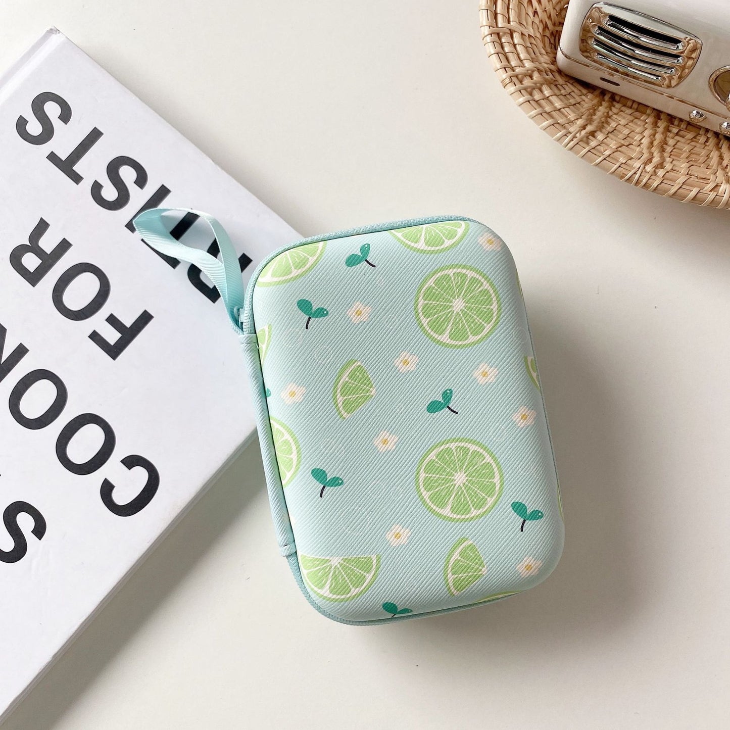 Large Cartoon Fruit Rectangle Earphone Organizer Bag - Unisex Storage Pouch