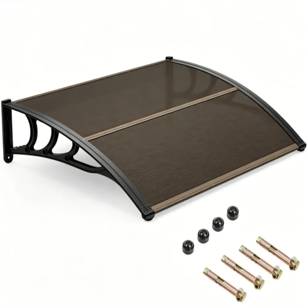 39"x30" Waterproof Polycarbonate Window Door Awning - Brown