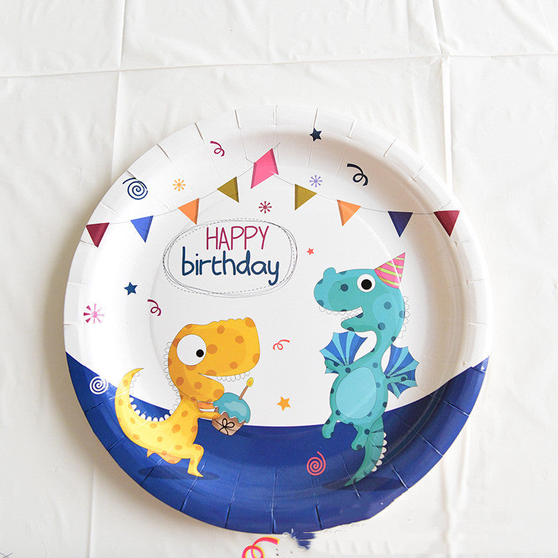 Dinosaur Theme Disposable Dinner Plates for Birthday Party - 7/8/9 Inch