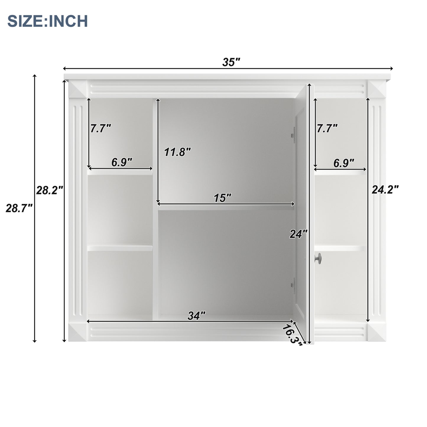 36'' Modern Bathroom Vanity with Sink & Mirror Cabinet - White