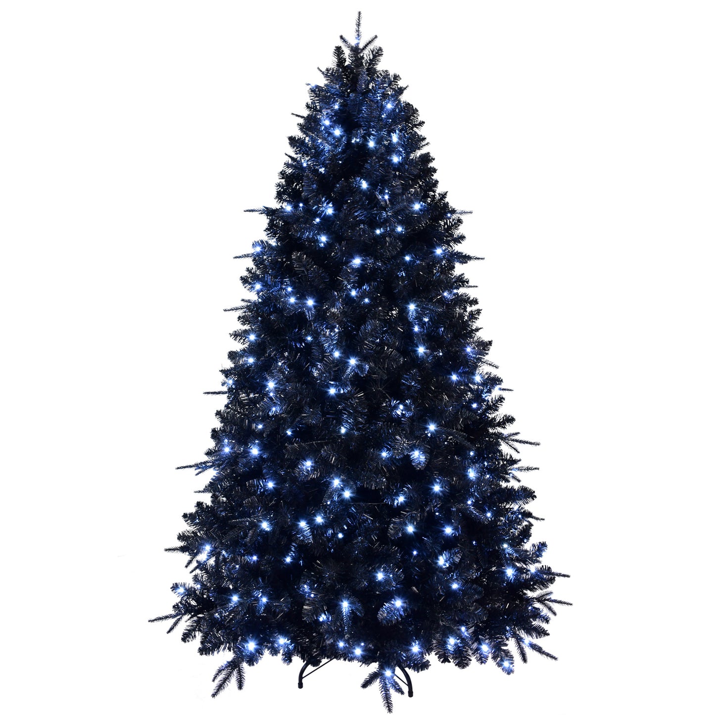 Prelit Black Christmas Tree with White Lights - Multiple Heights