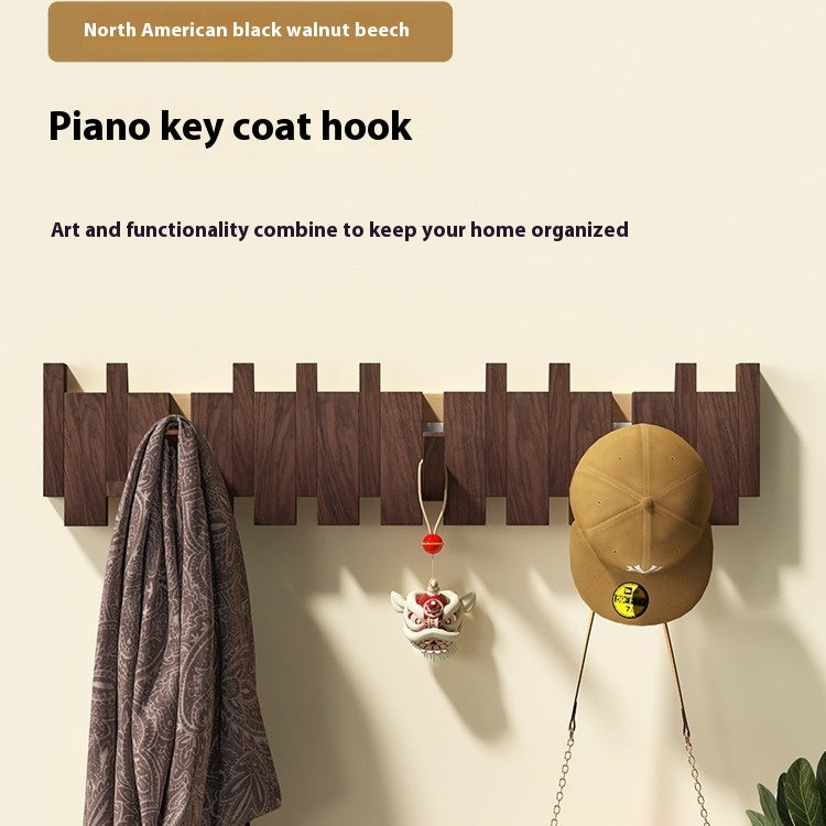 Wooden Wall Clothes Hooks Set - Modern Hallway Hanger with Multiple Hooks