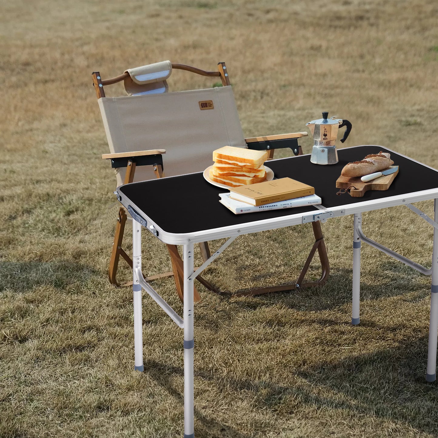 3ft Black Aluminum Alloy Folding Table - Outdoor Dining & Camping