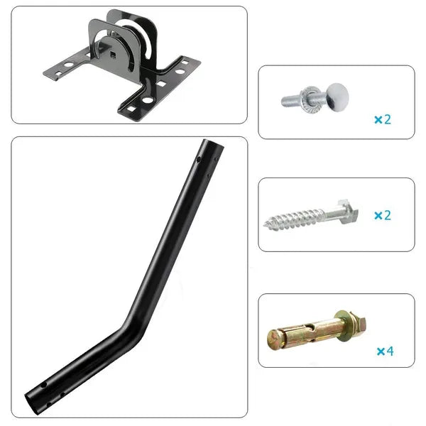 180' Adjustable TV Antenna J-Pole Mounting Bracket Black - Universal Outdoor Aerial Support