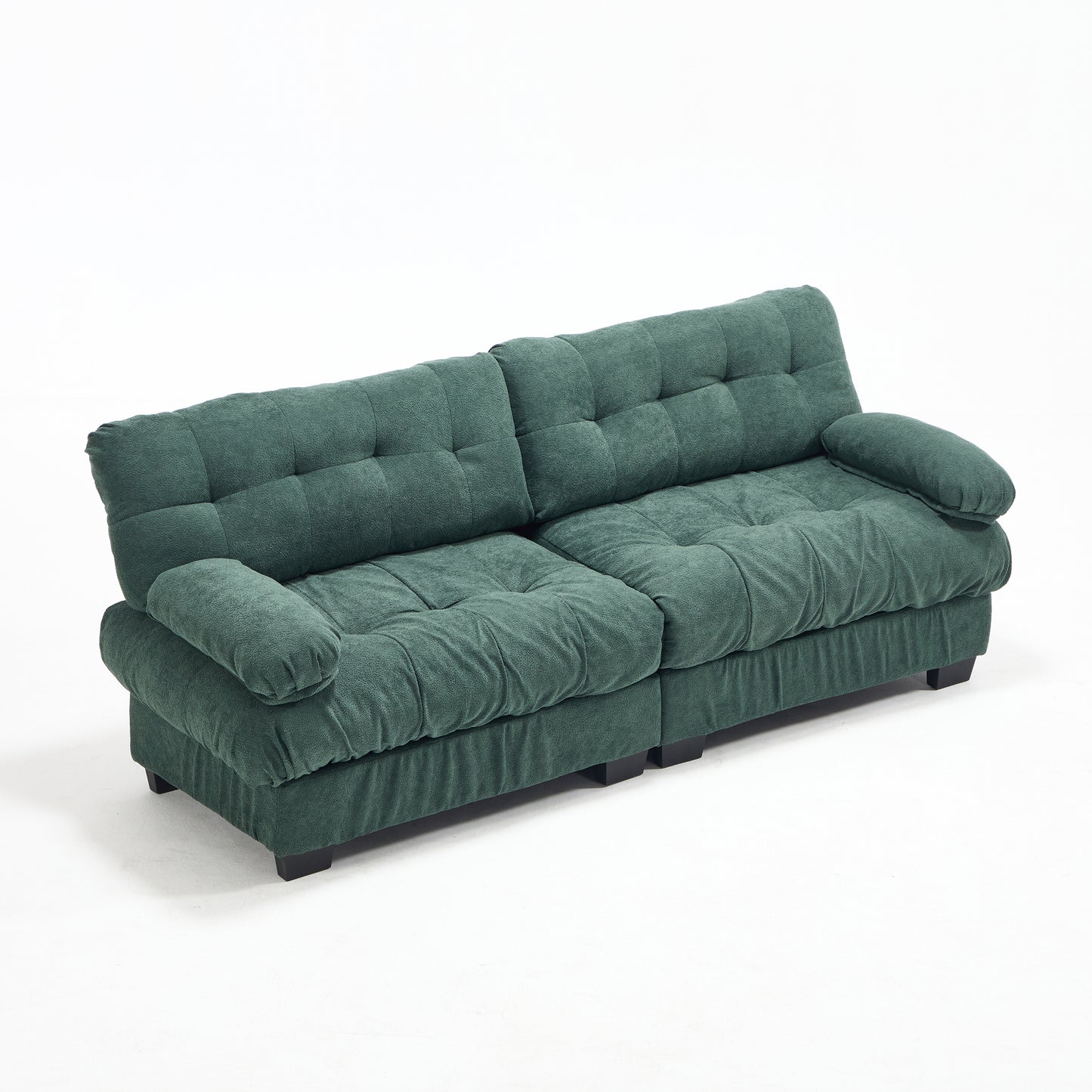 Modular Sectional Sofa - Green, Deep Seat Loveseat with Pillows