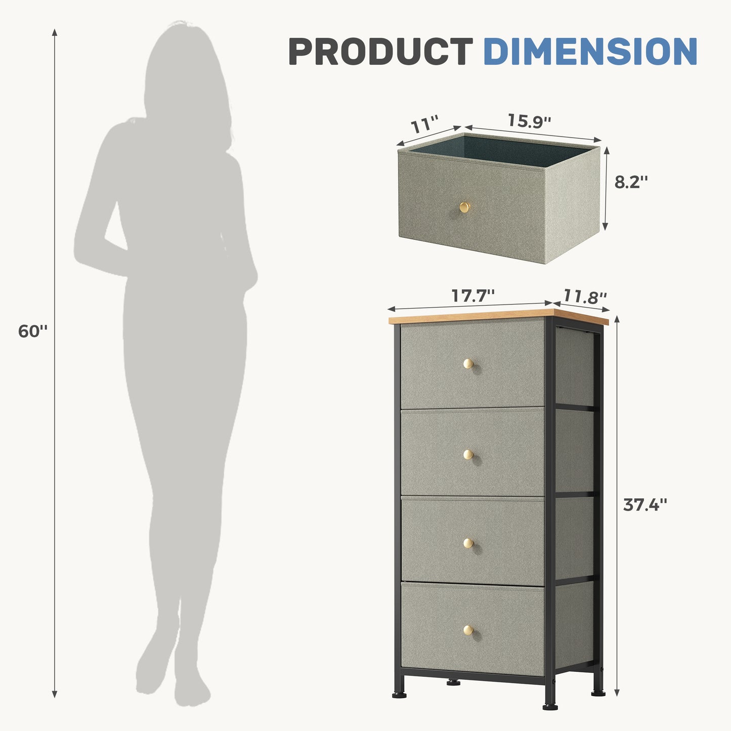 4-Drawer Storage Cabinet for Bedrooms & Living Rooms