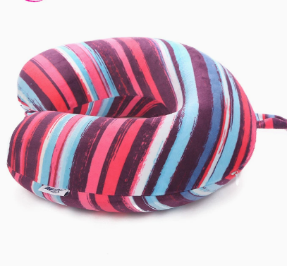 Printed Travel Neck Pillow with Micro Beads and Carry Loop - Support & Comfort