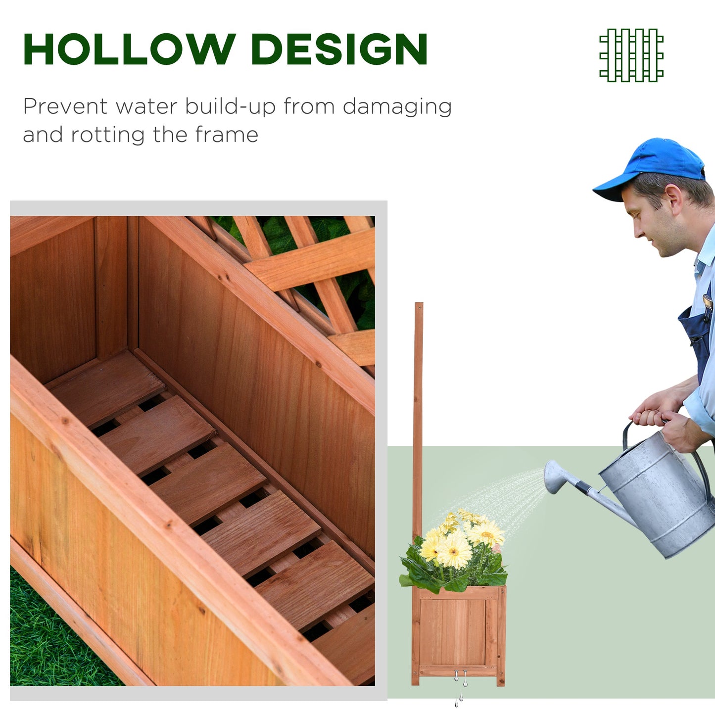 Raised Garden Bed with Trellis 28x11x46 Inches Wooden Planter Box for Outdoors