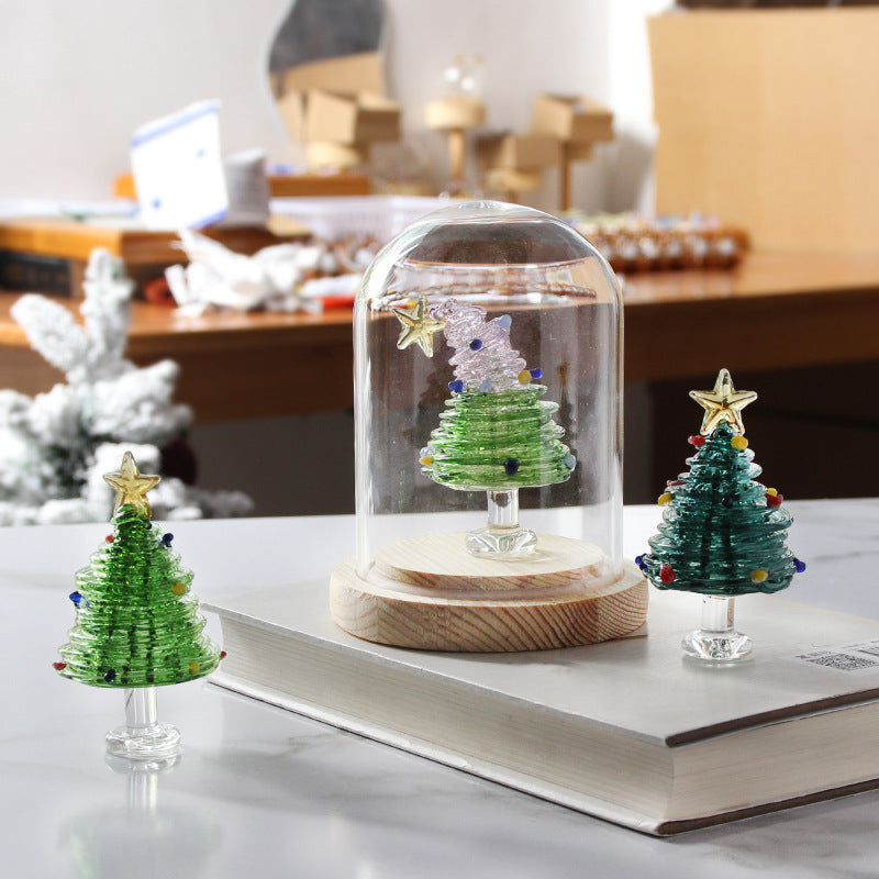 Christmas Winding Wire Glass Craft Decoration with Light - Handmade Festive Ornament