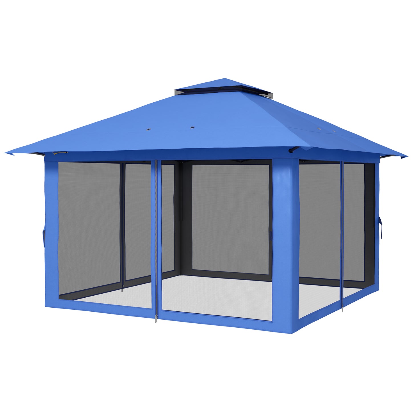 13x13 Pop Up Gazebo Canopy Tent with 2-Tier Roof & Carry Bag - Blue