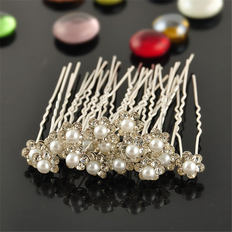 Pearl Flower Hairpin Set - 20 Pieces Bridal Hair Accessories
