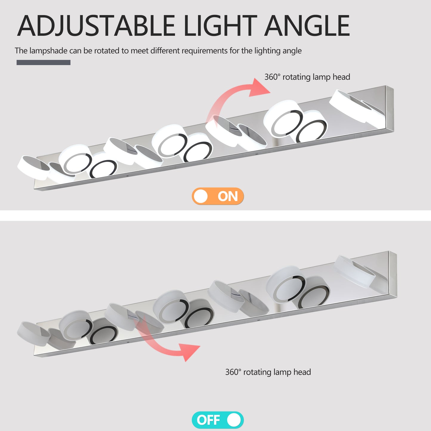 Modern 7-Light LED Vanity Light Fixture - Chrome & Acrylic Shades