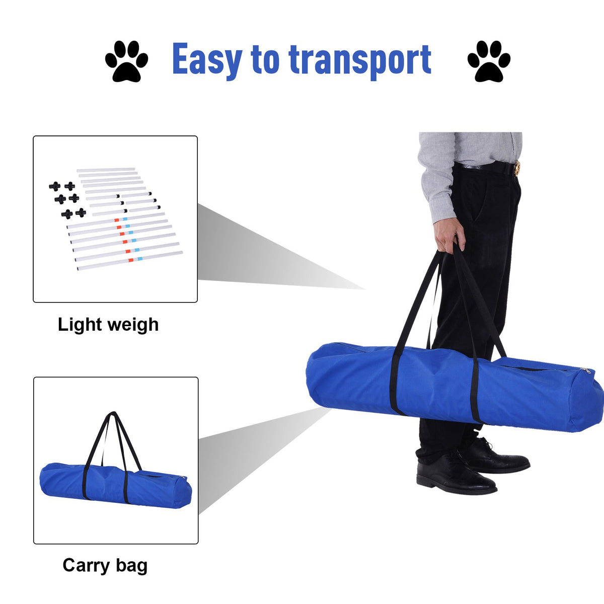 Dog Agility Poles Set - Outdoor Weave Poles for Training & Play, Includes Storage Bag