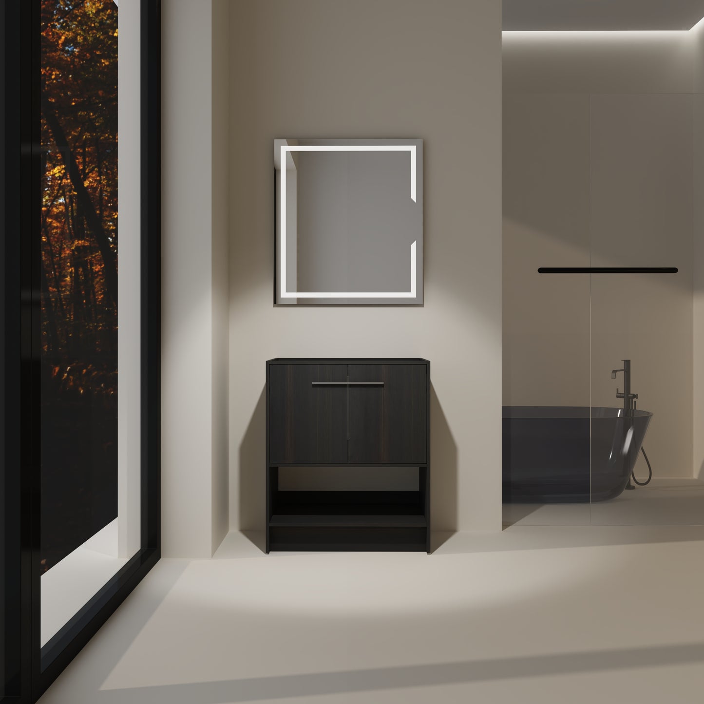 30" Freestanding Bathroom Vanity Cabinet - Dark Oak Plywood