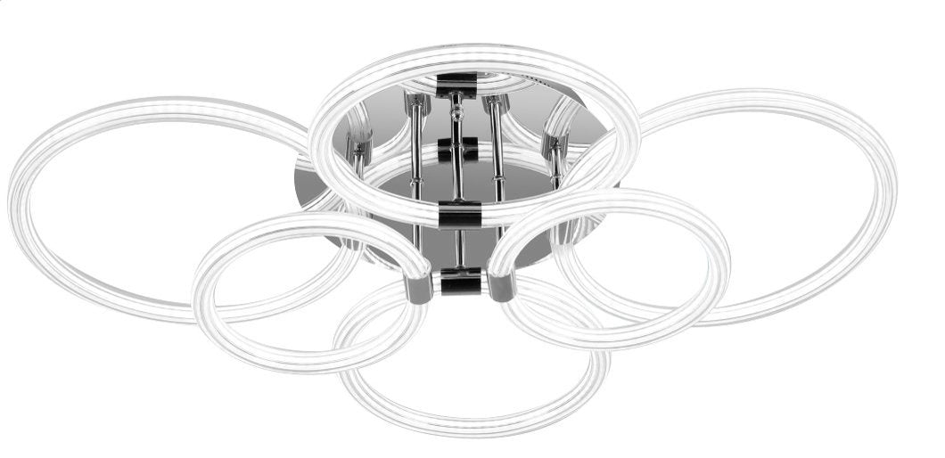 Modern LED Flush Mount Ceiling Light with Dimmable Remote Control, 6-Ring Acrylic Fixture for Bedroom Living Room Kitchen Office