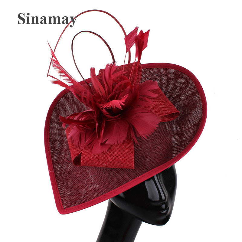 Dome Top Hat with Feathers - Women's Hair Clip