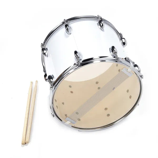 14 x 10 Inches Marching Drum with Drumsticks and Key Strap - White