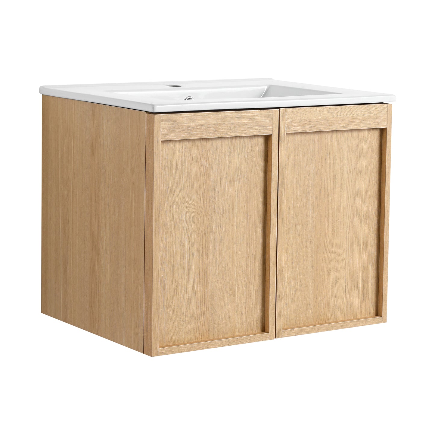 24" Wall-Mounted Bathroom Vanity with Sink - Light Oak