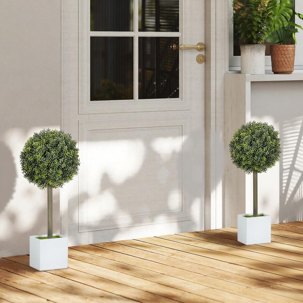Artificial Boxwood Topiary Balls - 2 Piece Set, Green