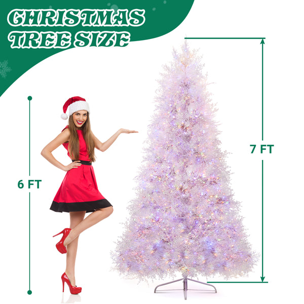 7 FT White Artificial Christmas Tree with 400 Lights & 3 Modes
