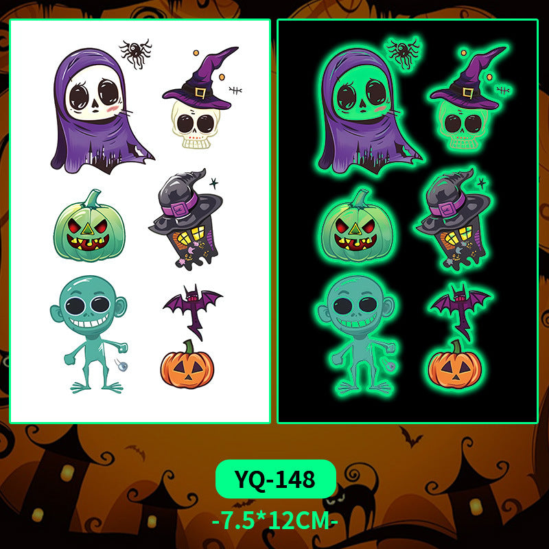 Glow-in-the-Dark Colorful Tattoo Stickers for Halloween & Parties