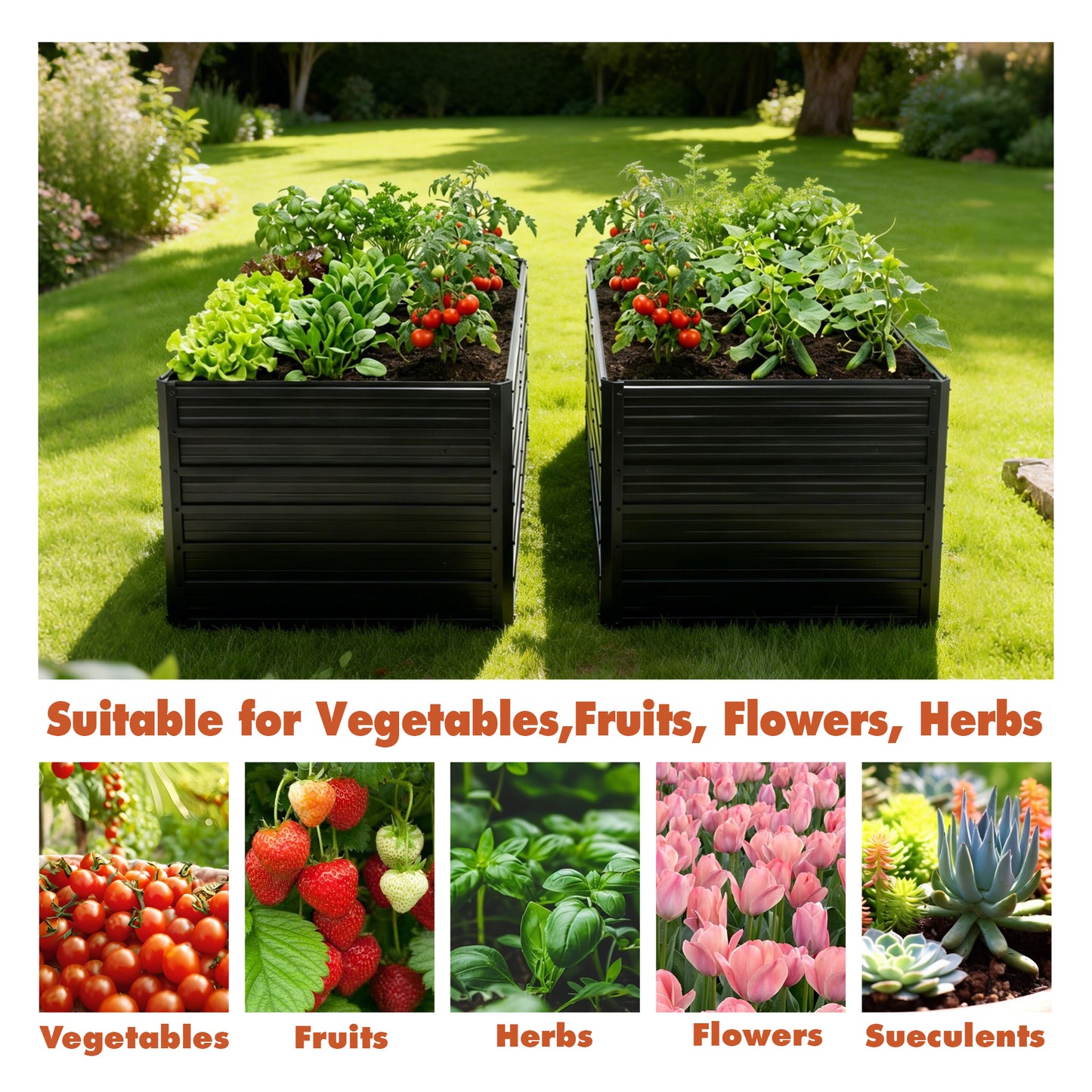 Raised Garden Bed Kit - 2 Pack 8x4x2 FT Galvanized Metal Planters