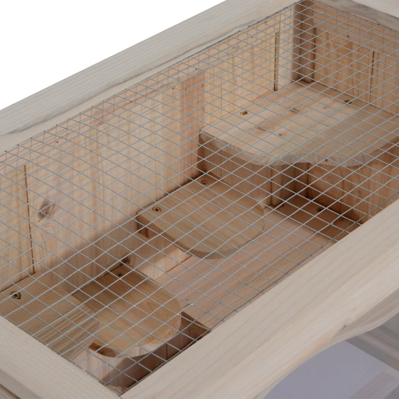 45 Inch Extra Large Fir Wood Hamster Cage with Multi-Level Platforms