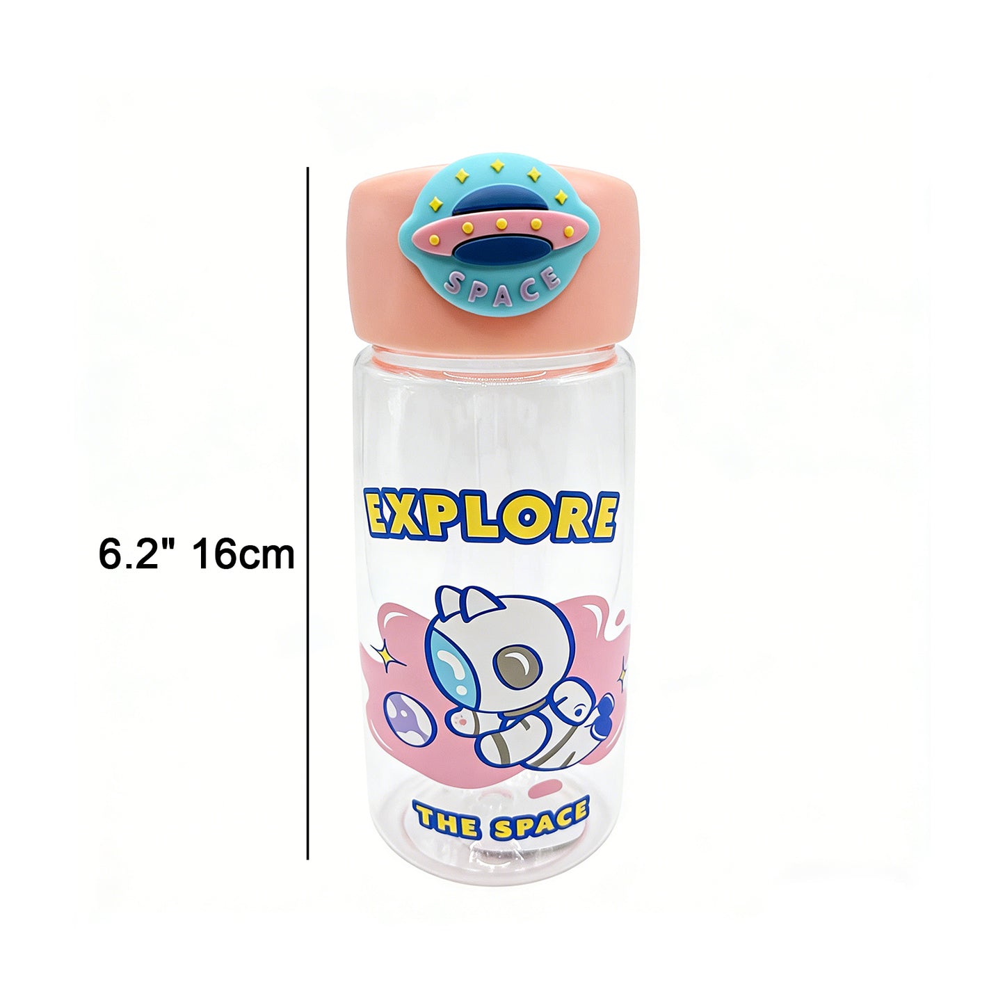 Astronaut Cat Plastic Water Bottle - 400ml Pink