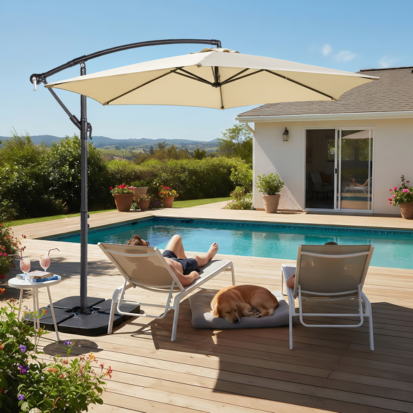 10FT Round Offset Patio Umbrella with Crank & Adjustable Tilt