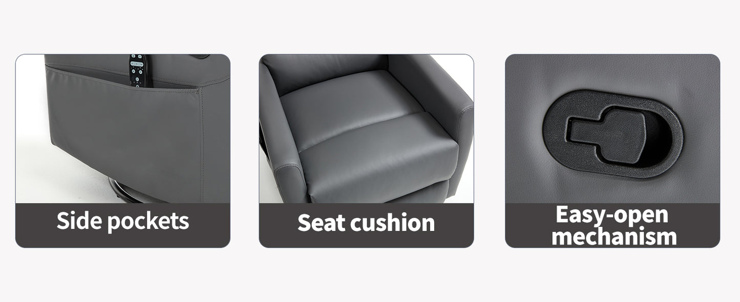 Heat Massage Recliner Chair with Rocker & Swivel - Grey