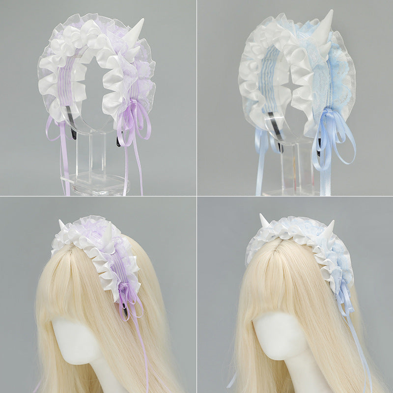 Gothic Devil Horn Lolita Y2K Hair Band - Multiple Colors