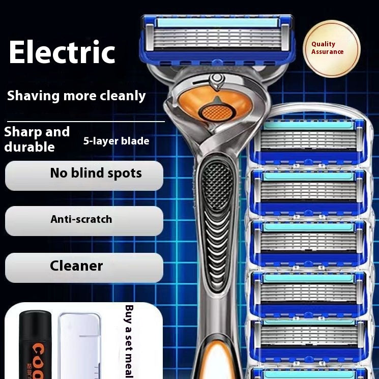 Men's 5-Layer Manual Razor Shaver with Blade Refills