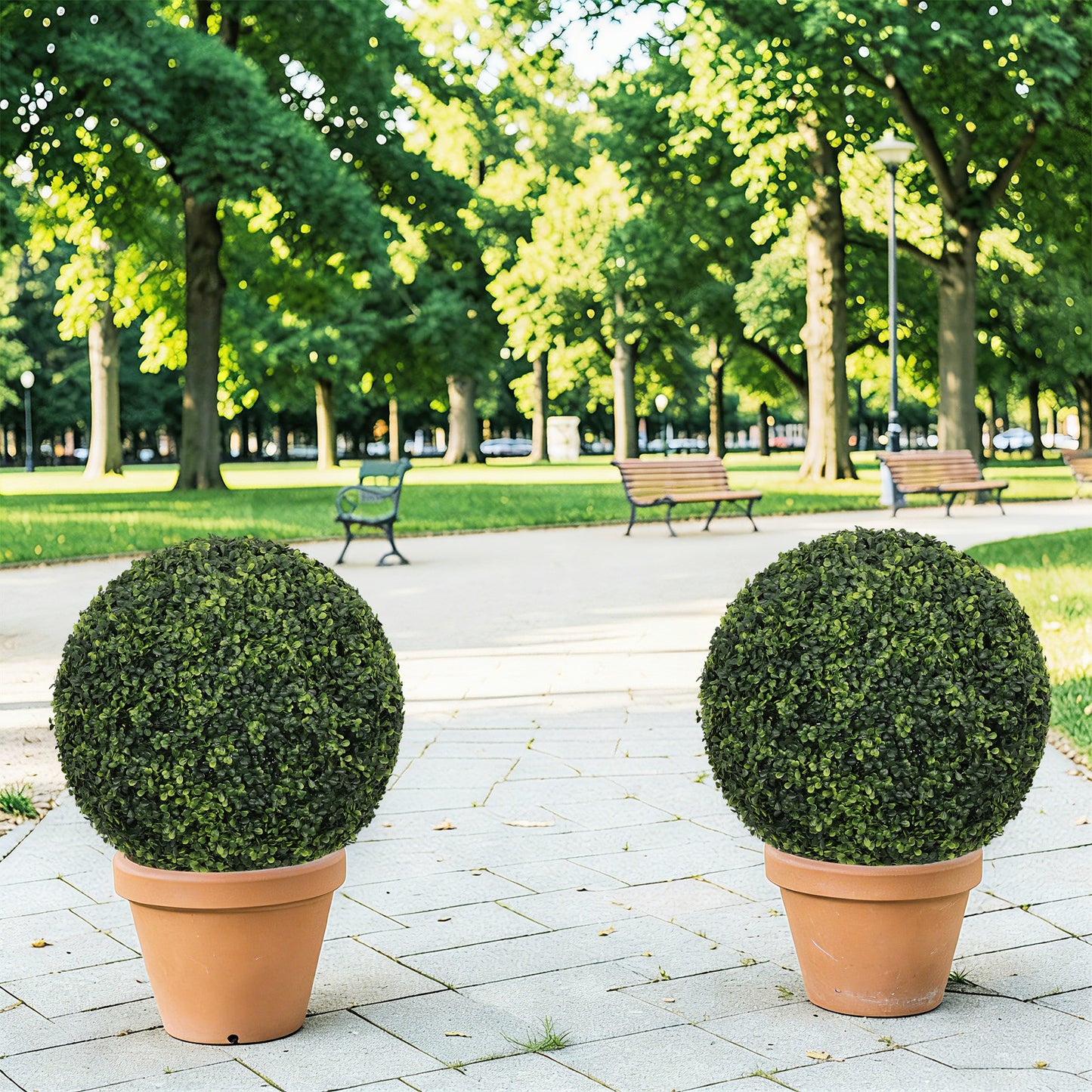 18.5-Inch Artificial Boxwood Topiary Balls - Green, 2 Pcs Set