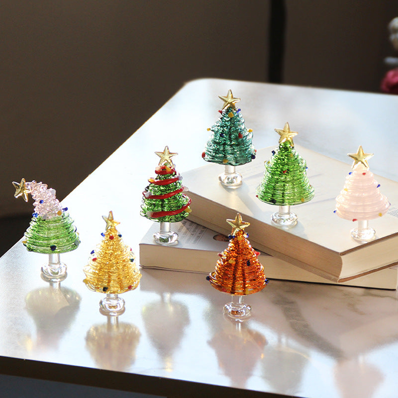 Christmas Winding Wire Glass Craft Decoration with Light - Handmade Festive Ornament