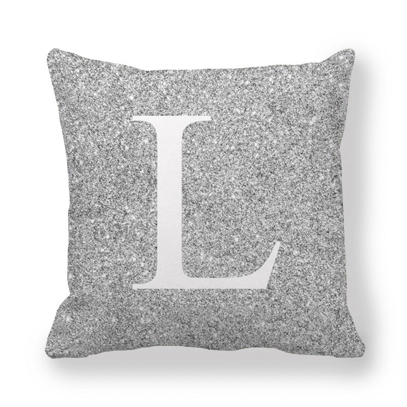 Gray Shading Encrypted English Letters Pillow Cover 45x45cm Fabric Home Decor