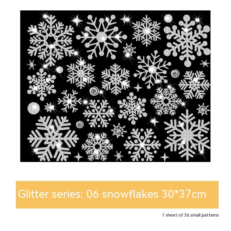 Glitter Decorative Wall Stickers Christmas Snowflake Set for Festive Wall Decor