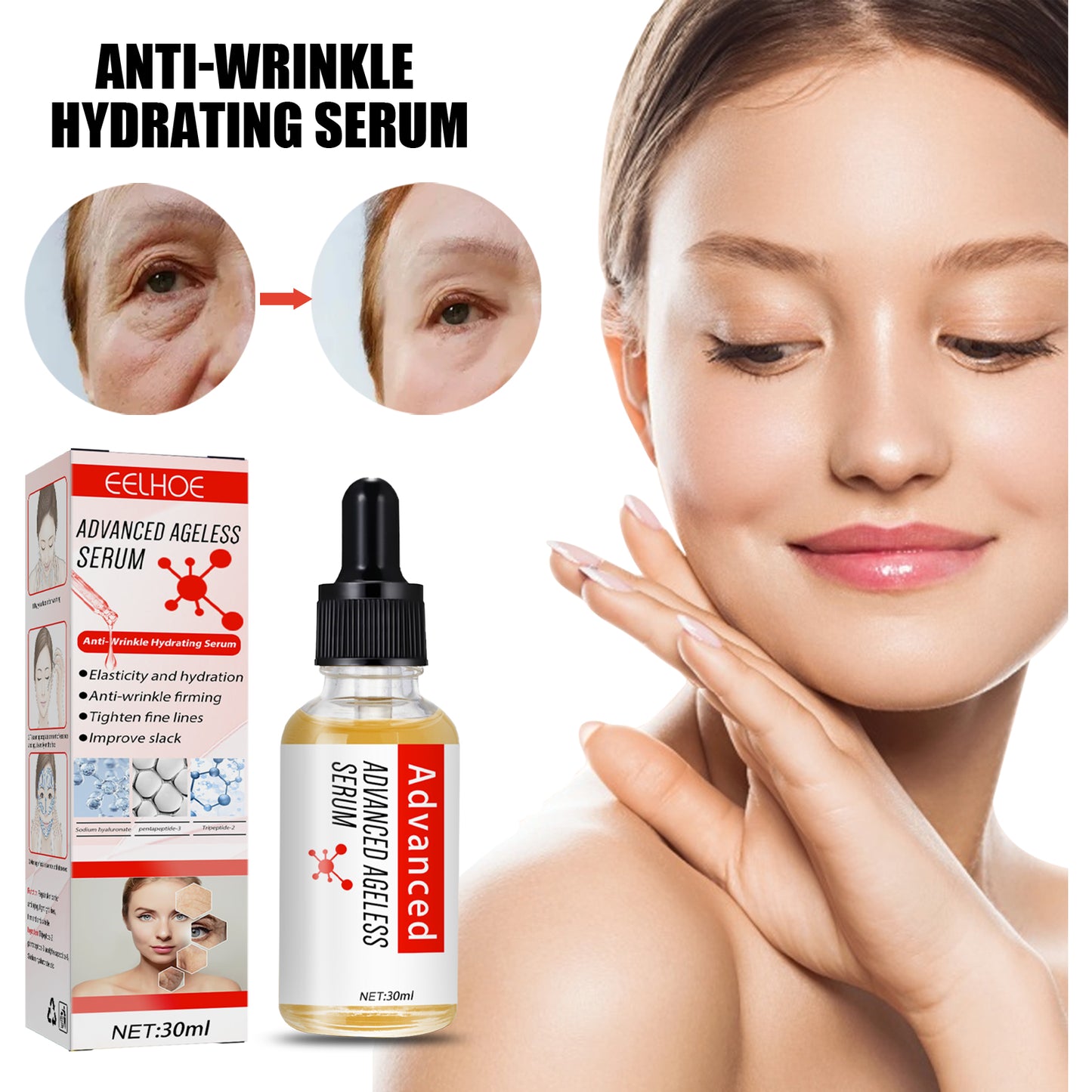 Anti-Wrinkle Hydrating Facial Serum with Aloe Vera & Pomegranate - 30ml